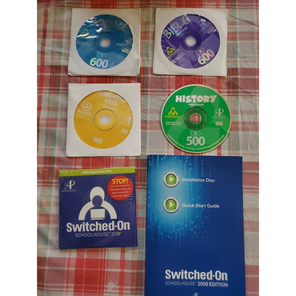 Switched-On Schoolhouse 2008 Homeschool Windows CD Installation Disc 4 Subjects